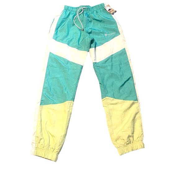 NWT-Champion Men’s aqua and green retro style nylon pants-medium - Picture 1 of 6